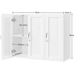 Kelvenix Bathroom Wall Cabinet 3 Doors in White - thumbnail 2