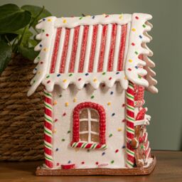 Samuel Alexander 20cm Battery Operated Light up Gingerbread Candy Cabin with Warm White LEDs - thumbnail 5