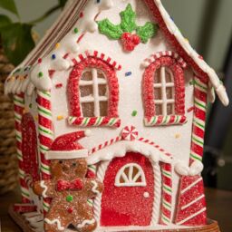 Samuel Alexander 20cm Battery Operated Light up Gingerbread Candy Cabin with Warm White LEDs - thumbnail 4