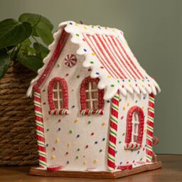 Samuel Alexander 20cm Battery Operated Light up Gingerbread Candy Cabin with Warm White LEDs - thumbnail 6