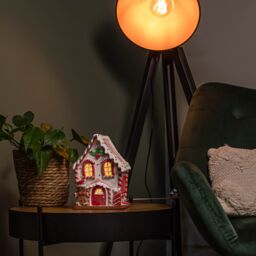 Samuel Alexander 20cm Battery Operated Light up Gingerbread Candy Cabin with Warm White LEDs - thumbnail 2