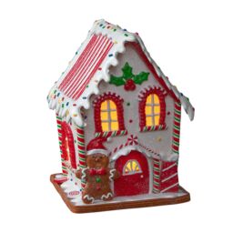 Samuel Alexander 20cm Battery Operated Light up Gingerbread Candy Cabin with Warm White LEDs - thumbnail 7