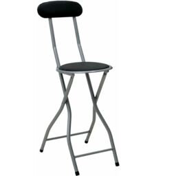 Gr8 Home Folding Bar Stool Kitchen Breakfast Padded High Back Chair in Black - thumbnail 2