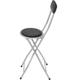 Gr8 Home Folding Bar Stool Kitchen Breakfast Padded High Back Chair in Black - thumbnail 3