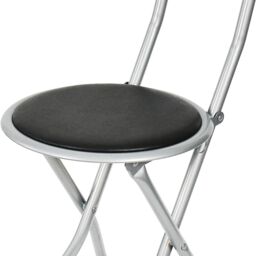 Gr8 Home Folding Bar Stool Kitchen Breakfast Padded High Back Chair in Black - thumbnail 4