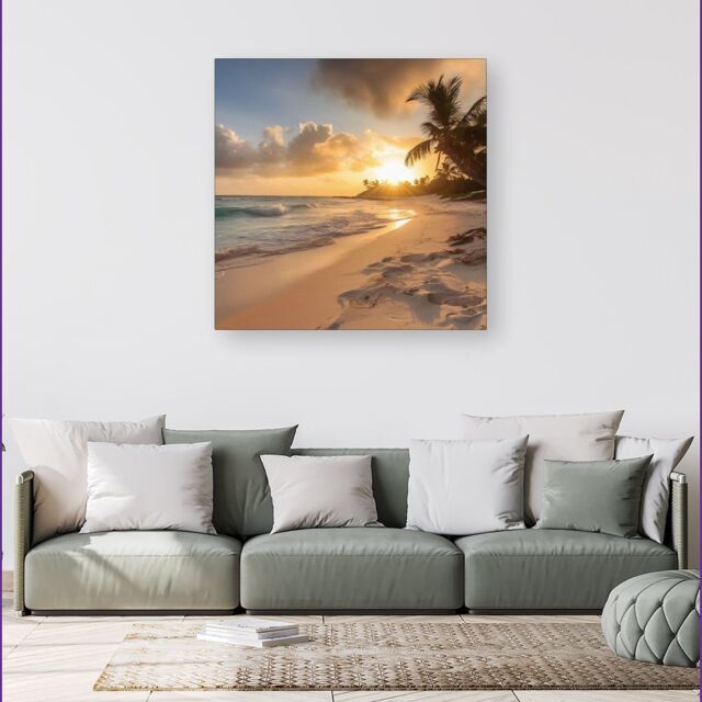 Warren Reed - Designer Sunrise In Paradise Canvas - Size: w40 inch x h40 inch - image 1