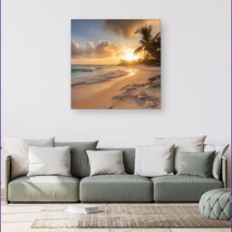 Warren Reed - Designer Sunrise In Paradise Canvas - Size: w40 inch x h40 inch - thumbnail 1