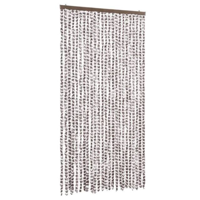 Berkfield Home Fly Curtain Taupe & White 100x230 cm Chenille - image 1