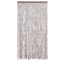 Berkfield Home Fly Curtain Taupe & White 100x230 cm Chenille - thumbnail 3