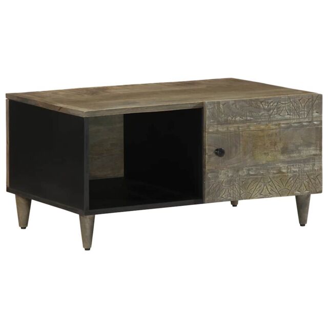 Berkfield Home Coffee Table Light Grey 80x50x40 cm Solid Wood Mango - Size: 80 x 50 x 40 cm - image 1