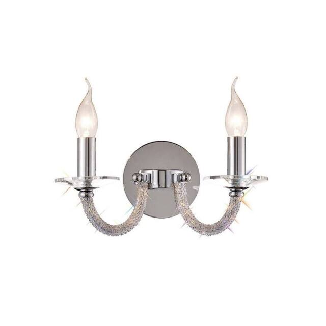 Netlighting Elena Wall Lamp Switched 2 Candle Light Polished Chrome Crystal in Grey - image 1