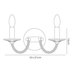 Netlighting Elena Wall Lamp Switched 2 Candle Light Polished Chrome Crystal in Grey - thumbnail 3