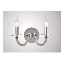 Netlighting Elena Wall Lamp Switched 2 Candle Light Polished Chrome Crystal in Grey - thumbnail 2
