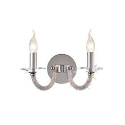 Netlighting Elena Wall Lamp Switched 2 Candle Light Polished Chrome Crystal in Grey