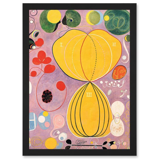Artery8 Hilma Af Klint Group IV No 7 Ten Largest Adulthood Abstract Artwork Framed Wall Art Print A4 in Black - image 1