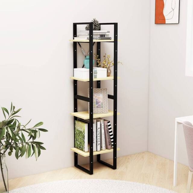 Berkfield Home Decorative 4-Tier Book Cabinet 40x30x140 cm Solid Pine Wood in Natural - Size: 40 x 30 x 140 cm - image 1