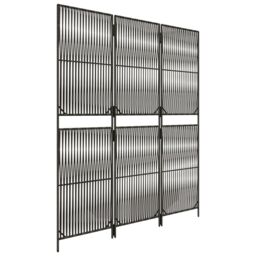 Berkfield Home Room Divider 3 Panels Grey Poly Rattan - thumbnail 4