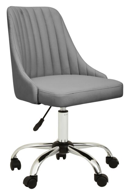 Orsina Ergonomic Off-White Leather Effect Home Office Chair, Comfortable Work From Home Chair, Movable Work Chair in Silver - image 1
