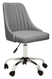 Orsina Ergonomic Off-White Leather Effect Home Office Chair, Comfortable Work From Home Chair, Movable Work Chair in Silver - thumbnail 1
