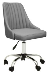 Orsina Ergonomic Off-White Leather Effect Home Office Chair, Comfortable Work From Home Chair, Movable Work Chair in Silver - thumbnail 7