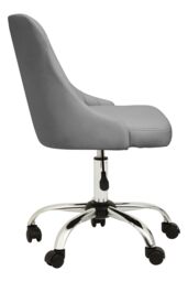 Orsina Ergonomic Off-White Leather Effect Home Office Chair, Comfortable Work From Home Chair, Movable Work Chair in Silver - thumbnail 3