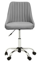 Orsina Ergonomic Off-White Leather Effect Home Office Chair, Comfortable Work From Home Chair, Movable Work Chair in Silver - thumbnail 2
