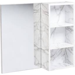 Wyld and Coco White Marble-Effect Wall Cabinet with Mirror W600 x D140 x H540 mm - thumbnail 2