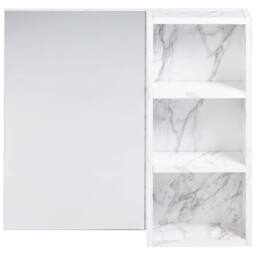 Wyld and Coco White Marble-Effect Wall Cabinet with Mirror W600 x D140 x H540 mm - thumbnail 3