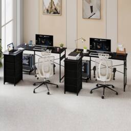 Levede Reversible L-shaped Corner Desk 4 Drawers for Office or Gaming in Black - thumbnail 2