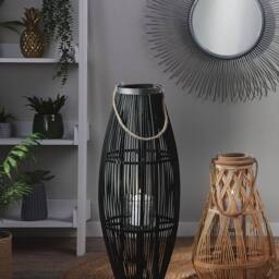 Wyld and Coco Willow Lantern Black 84 cm Boho Bamboo and Glass Cage Lantern