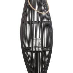 Wyld and Coco Willow Lantern Black 84 cm Boho Bamboo and Glass Cage Lantern - thumbnail 2