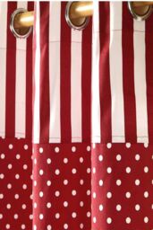 Homescapes Polka Dots Red Ready Made Eyelet Curtain Pair - Size: 140 cm width x 229 cm drop - thumbnail 2