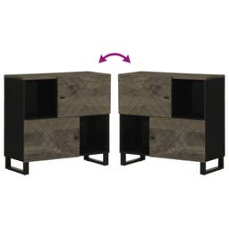 Berkfield Home Sideboard Black 80x33x75 cm Solid Wood Mango - Size: 80 x 33 x 75 cm - thumbnail 6