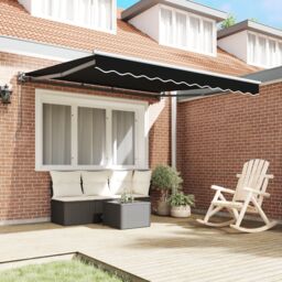 Berkfield Home Retractable Awning Manual Black 350x250 cm Polyester - thumbnail 3