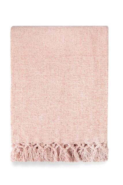 New Edge Blinds Camilla Collection Chenille Throw in Dusty Pink - Size: 150 cm x 200 cm - image 1