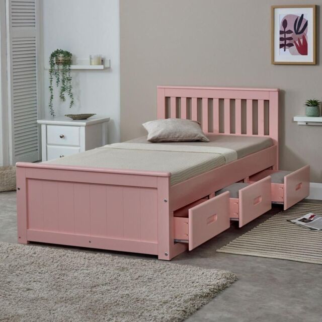 Rest Relax Maxine Wooden Storage Cabin Bed in Pink - Size: Single - image 1