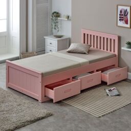 Rest Relax Maxine Wooden Storage Cabin Bed in Pink - Size: Single - thumbnail 3