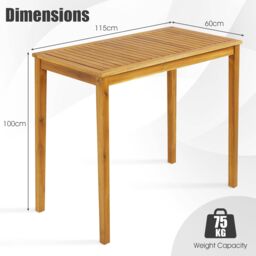 Gymax Outdoor Bar Height Table Wooden Rectangular Pub Table in Khaki - thumbnail 2