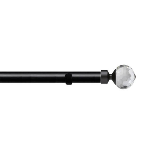 New Edge Blinds 28mm Fixed Length Metal Eyelet Curtain Pole Set - Bella Finial in Black - Size: 300 cm - image 1