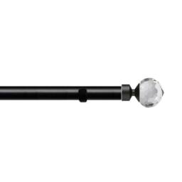 New Edge Blinds 28mm Fixed Length Metal Eyelet Curtain Pole Set - Bella Finial in Black - Size: 300 cm - thumbnail 1