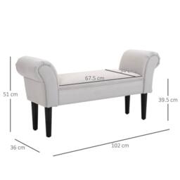 KORVIXA Small Bench Window Seat Shoe Bench in Grey - Size: 100 cm x 100 cm - thumbnail 2