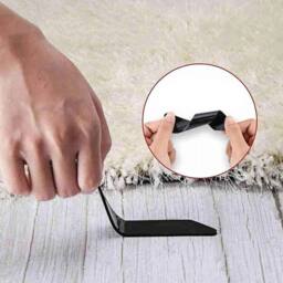 PAWNORA 8 PCS Anti Slip Rug Underlay Black - Strip Shaped - Size: 110 cm x 120 cm - thumbnail 4
