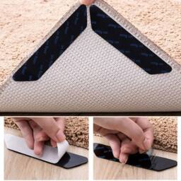 PAWNORA 8 PCS Anti Slip Rug Underlay Black - Strip Shaped - Size: 110 cm x 120 cm - thumbnail 5