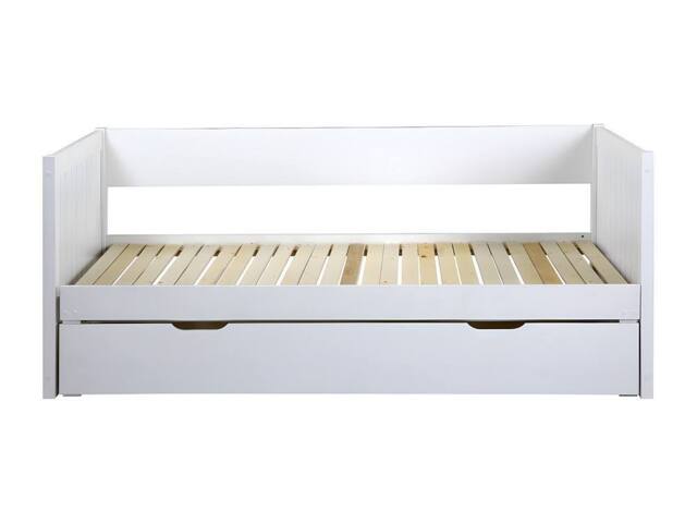 Vente-unique Day Bed With Trundle 90 X 190 Or 174 X 190 Cm - With Slatted Base and in White - Size: Single - image 1