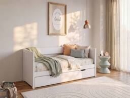 Vente-unique Day Bed With Trundle 90 X 190 Or 174 X 190 Cm - With Slatted Base and in White - Size: Single - thumbnail 3