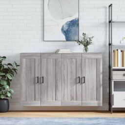 Berkfield Home Wall Mounted Cabinets 2 pcs Grey Sonoma Engineered Wood - thumbnail 1