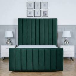 Living Comfort Bedz Zenith Plush Velvet Upholstered Bed Slatted Base with 48Inch Headboard in Green - Size: Super King - thumbnail 2
