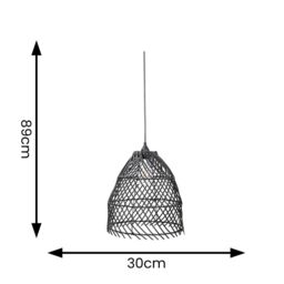 ValueLights Black Rattan Battery Operated Outdoor Hanging Pendant Garden Pergola Light - thumbnail 4