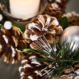 Dibor Silver Round Table Centrepiece Christmas Decoration Candle Holders Tealight Holder 30cm in White - thumbnail 5