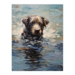 Artery8 Labrador Retriever Swimming Claude Monet Style Dog Oil Painting Large Wall Unframed Art Poster Print Thick Paper 18X24 Inch - thumbnail 1
